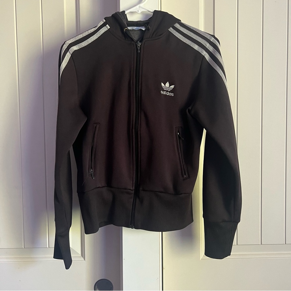 Vintage Adidas Originals Women’s  Blue Logo
Trefoil Zip Sweater Track Hoodie